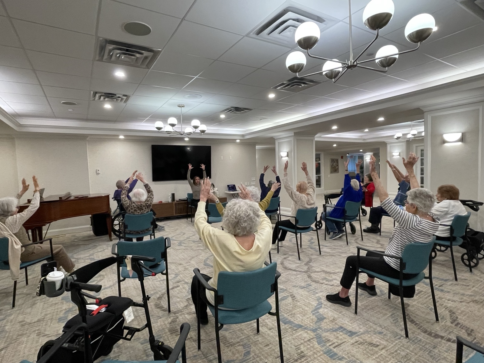 Chair yoga, arms overhead